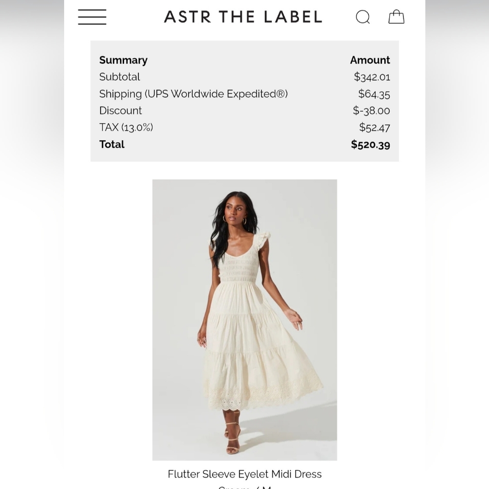 Astr Cream Midi Dress with Lace Details